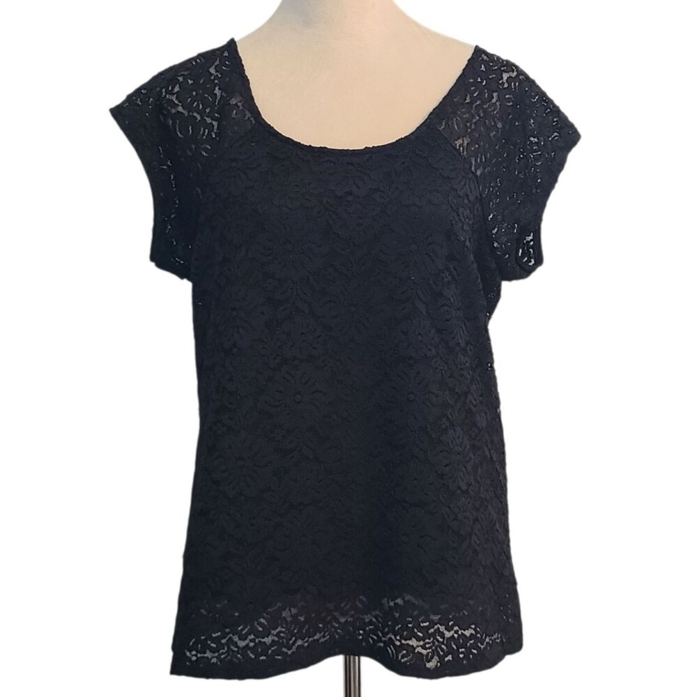 Torrid Floral Design Lace Top Lined Womens 2X Black Cap Sleeve Coquette Party